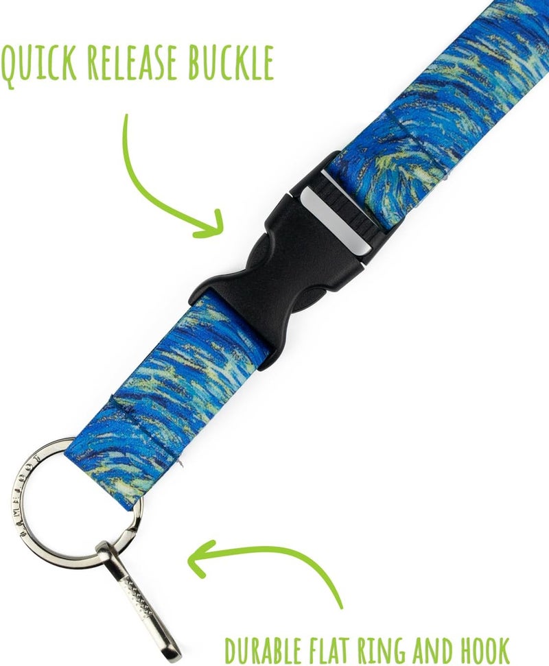 Limeloot Van Gogh Starry Night Premium Lanyard with Breakaway, Release Buckle and Flat Ring. - Image 2