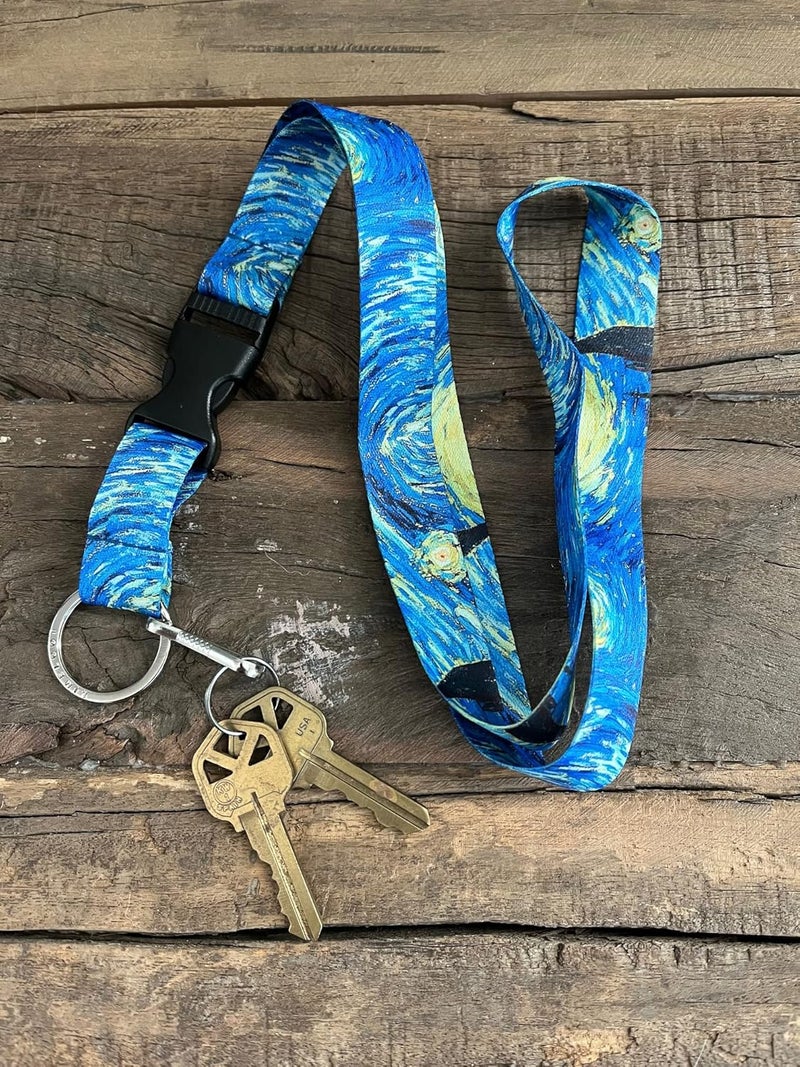 Limeloot Van Gogh Starry Night Premium Lanyard with Breakaway, Release Buckle and Flat Ring. - Image 4