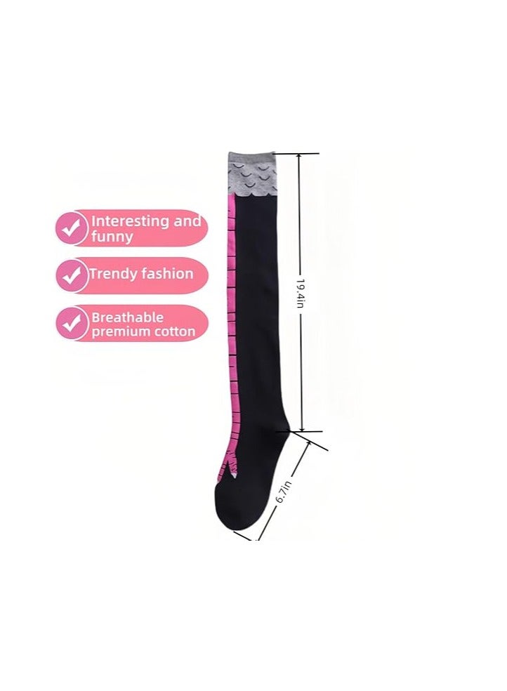 جوارب طويلة للركبة بتصميم أرجل دجاجة مرحة للأطفال والكبار، هدايا مبتكرة ومجنونة لحفلات الهالوين والكريسماس، جوارب قطنية مسامية، جوارب عصرية لطيفة للنساء - Image 3