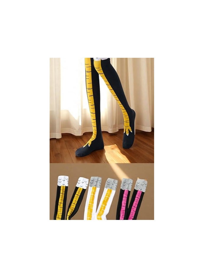جوارب طويلة للركبة بتصميم أرجل دجاجة مرحة للأطفال والكبار، هدايا مبتكرة ومجنونة لحفلات الهالوين والكريسماس، جوارب قطنية مسامية، جوارب عصرية لطيفة للنساء - Image 5