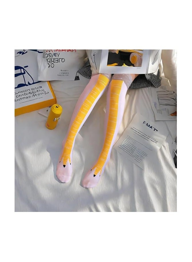 جوارب طويلة للركبة بتصميم أرجل دجاجة مرحة للأطفال والكبار، هدايا مبتكرة ومجنونة لحفلات الهالوين والكريسماس، جوارب قطنية مسامية، جوارب عصرية لطيفة للنساء - Image 4