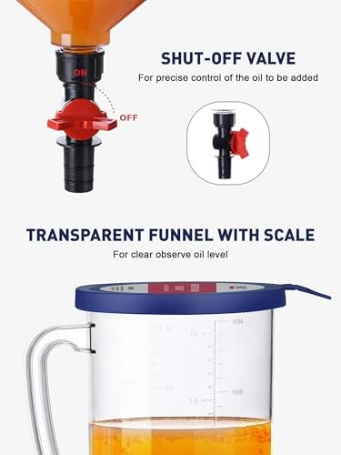 SMART JERRY - Spill-Proof Engine Oil Funnel Kit｜Oil Change Funnel w/ 12 Adapters & 2 Magnetic Adapter Organizer Boards｜Transparent Body w/Scale & Shut-Off Valve｜Universal Fit - Image 5