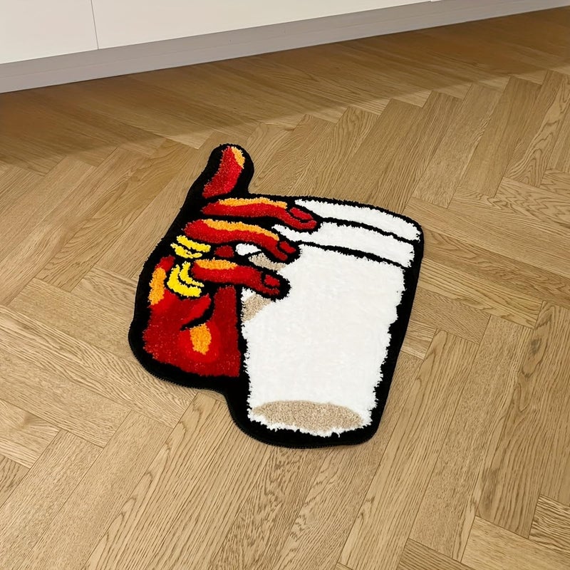 LAKEA Holding Cup in Hand Vintage Tufted Bedroom Rug Soft Fluffy Mat Funny Bedside Carpet Floor Anti Slip Pad Aesthetic Home Bedroom (33.46X23.62 in) - Image 4