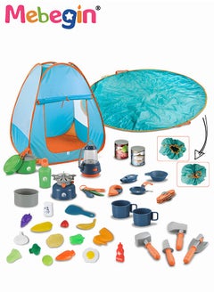MEBEGIN 41 Pcs Camping Set Toys with Foldable Tent, Cooking Pots and Other Camping Essentials, Pop Up Play Tent with Camping Gear Tools, Camping Life, Ideal for Children to Use as Mini Play Space  - Image 1