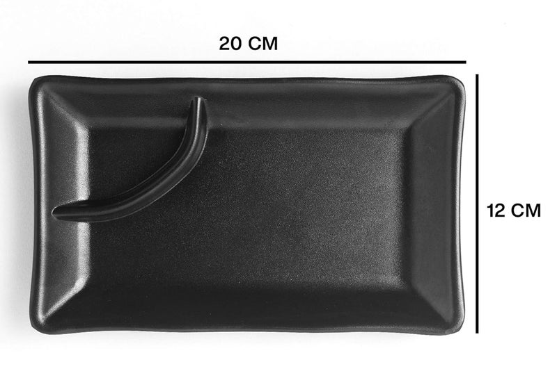 HAINE Pure Melamine Unbreakable Chilla Platter for Snacks Black 3 Pieces - Image 2