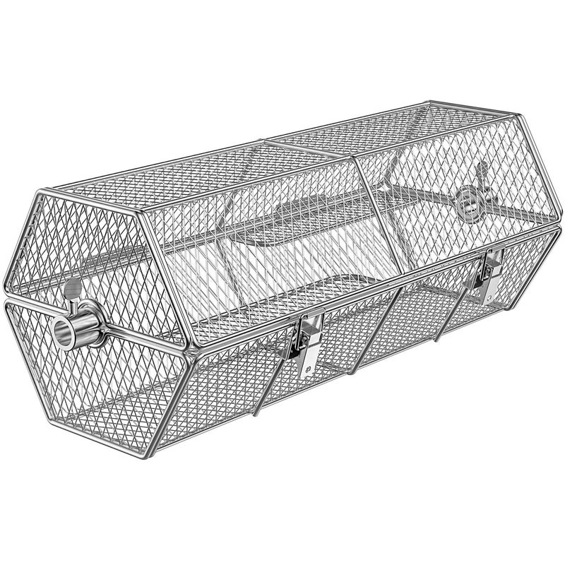 Skyflame Skyflame Stainless Steel Round Tumble Rotisserie Grill Basket for Partitioned Food Grilling  Fits for 516 Inch Square 38 Inch Square 38 Inch Hexagon 12 Inch Hexagon Spit Rods 