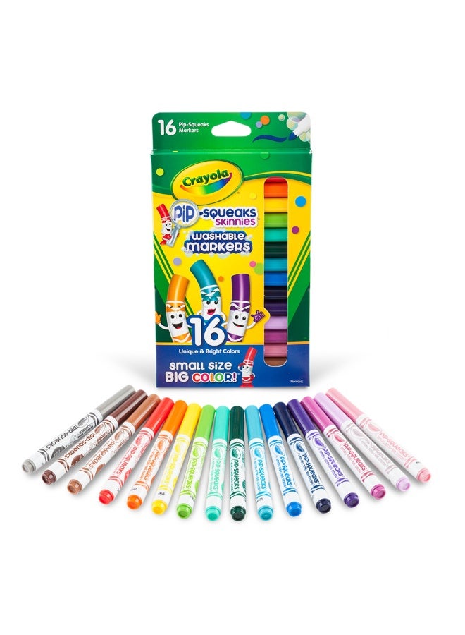 Crayola مجموعة من 16 قلم تحديد قابل للغسل من Pip-Squeaks Skinnies