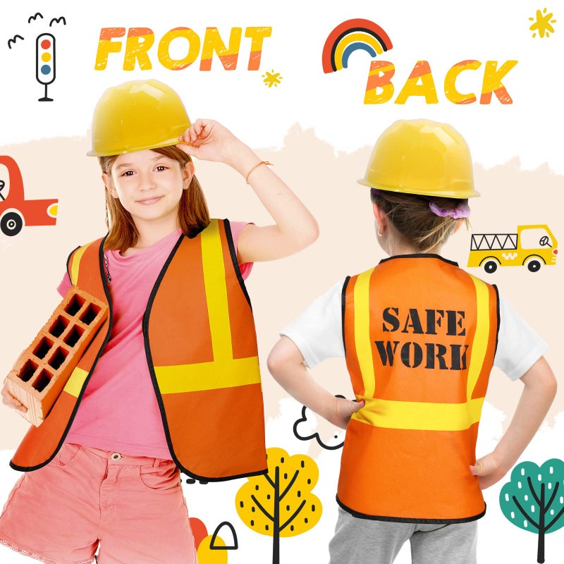 SATINIOR 24 Pieces Construction Worker Costume Role Play Set Including Construction Vest and Hat Birthday Party Costume Supplies for Dressing Party - Image 2