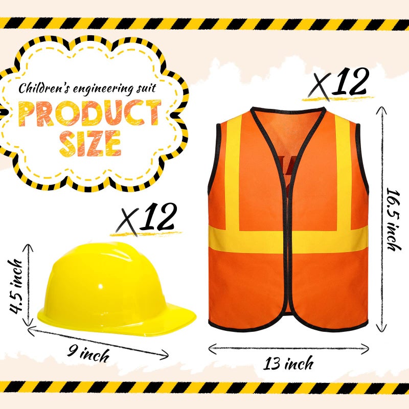 SATINIOR 24 Pieces Construction Worker Costume Role Play Set Including Construction Vest and Hat Birthday Party Costume Supplies for Dressing Party - Image 3
