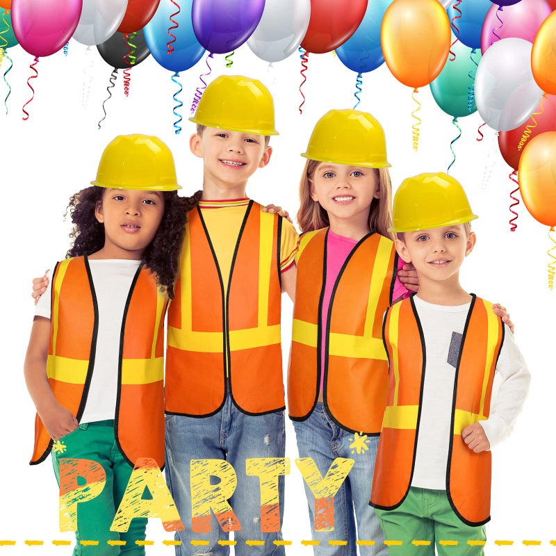 SATINIOR 24 Pieces Construction Worker Costume Role Play Set Including Construction Vest and Hat Birthday Party Costume Supplies for Dressing Party - Image 5