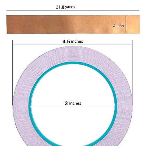 Zehhe Copper Foil Tape with Double-Sided Conductive (1/4inch X 21.8yards)- EMI Shielding,Stained Glass,Soldering,Electrical Repairs,Slug Repellent,Paper Circuits,Grounding (1/4inch) - Image 2