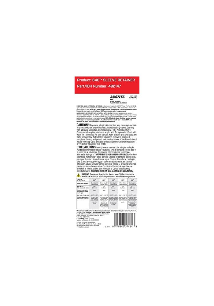 Loctite 37484 640 High Strength Sleeve Retainer Bottle 36 ml - Image 3