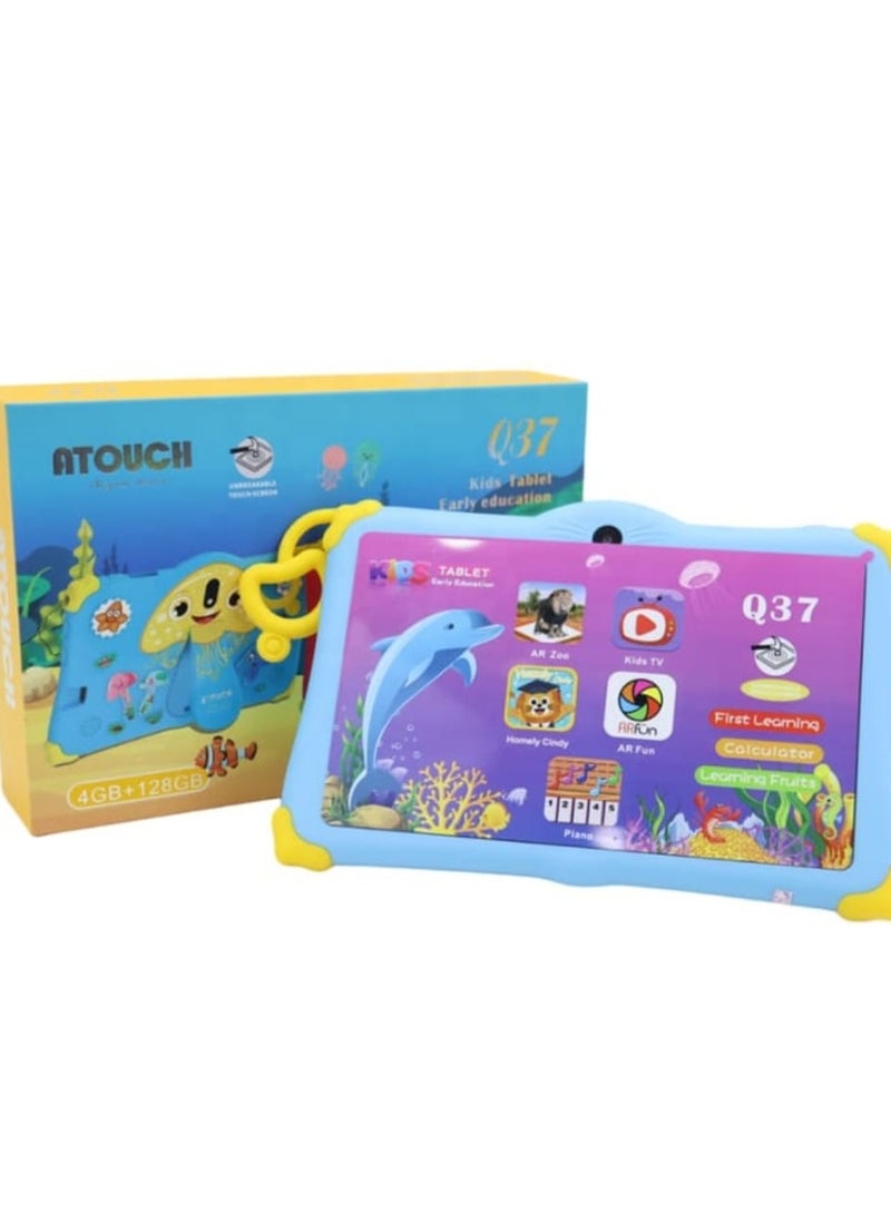 ATOUCH - ATOUCH Android Tablet For Kids, 7-Inch Screen Early Education Smart Tablet Anti-drop Silicone Edge Wi-Fi, Bluetooth, Games With Built-in Stand, Blue | Q37 - Image 1