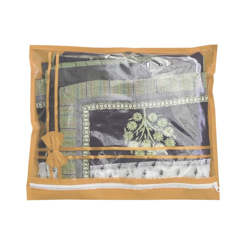 DIKHAWA 9 Piece Non Woven Single Packing Saree Cover, Cloth Cover with Lace (43X35 CM_BROWN) - Image 3