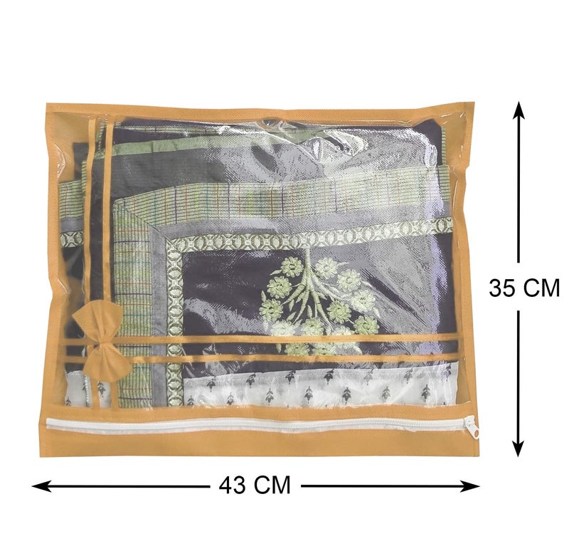 DIKHAWA 9 Piece Non Woven Single Packing Saree Cover, Cloth Cover with Lace (43X35 CM_BROWN) - Image 2