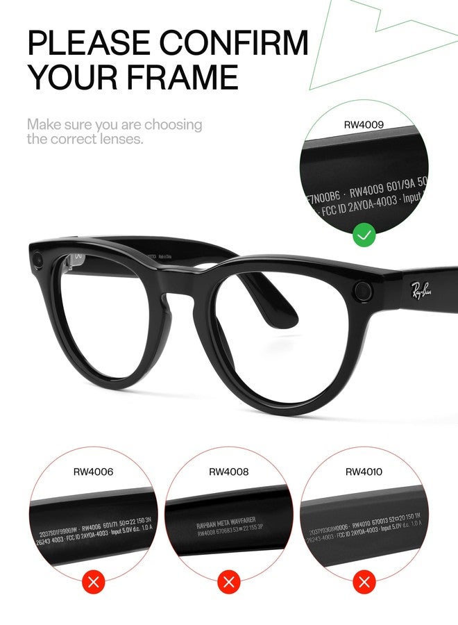 Mryok UV400 Replacement Lenses Compatible with Ray-Ban Meta Headliner RW4009 50mm - HD Clear Anti Blue Light - Image 2