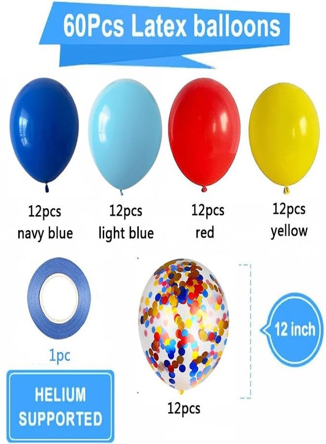duile 60pcs Carnival Circus Balloon 12 Inches Red Yellow and Blue Balloons with Rainbow Confetti Balloons for Birthday Party Carnival Theme Decorations - Image 2
