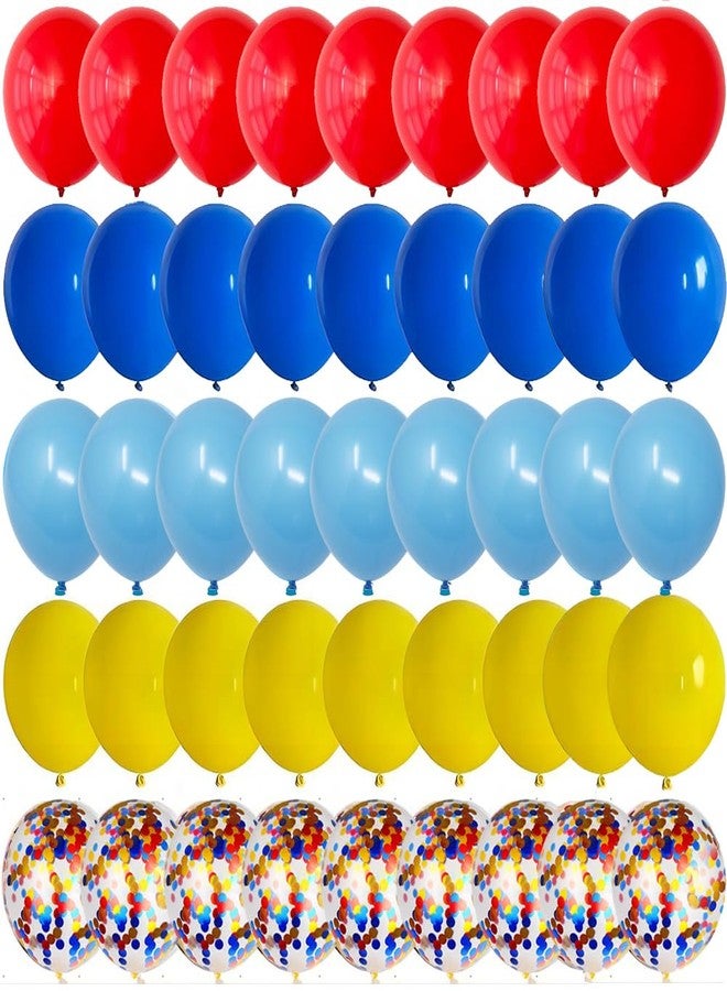 duile 60pcs Carnival Circus Balloon 12 Inches Red Yellow and Blue Balloons with Rainbow Confetti Balloons for Birthday Party Carnival Theme Decorations - Image 1