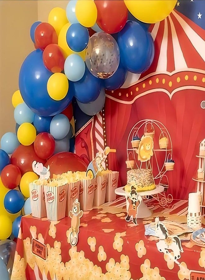 duile 60pcs Carnival Circus Balloon 12 Inches Red Yellow and Blue Balloons with Rainbow Confetti Balloons for Birthday Party Carnival Theme Decorations - Image 5