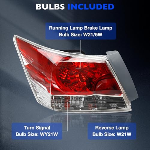 Misakomo Brake Tail Light for Honda Accord Sedan 2008-2012, HO2800172 Rear Taillight Assembly Replaces for 33550-TA0-A01, Tail Lamp with Bulb, Driver Left Side LH - Image 4