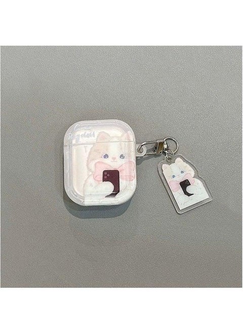 For Apple Wireless Bluetooth 1/2/3/4 Generation Protective Cover Pro Cat Dog Earphone Case-Colour:Cat Case + Pendant-Applicable Model:Airpods 3rd