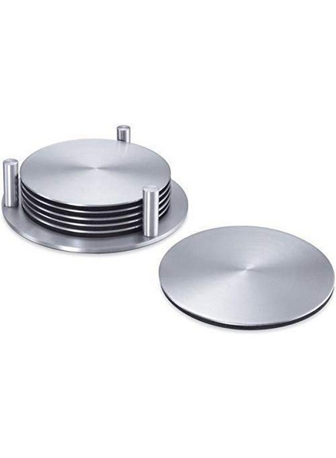 SR Global Stainless Steel Set of 6 Round Coaster Set