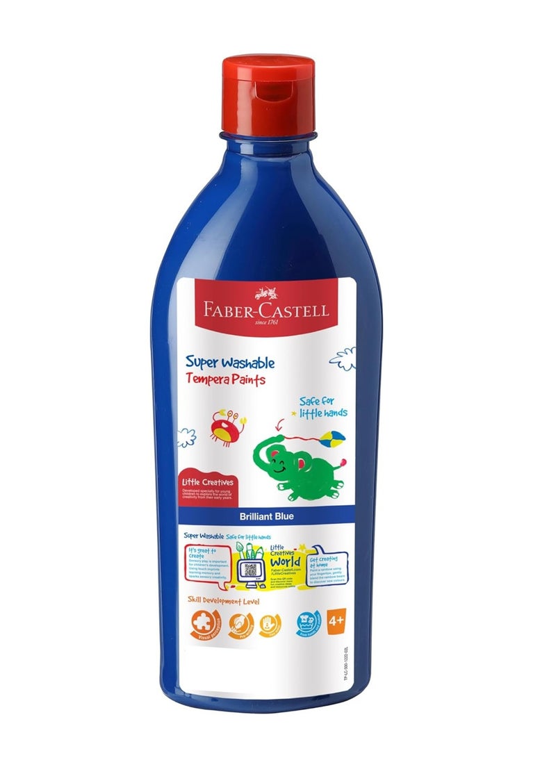 FABER-CASTELL طلاء تمبرا جاهز للخلط قابل للغسل سوبر 1 قطعة 500 مل لون أزرق لامع - Image 1