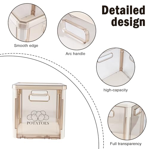 Xbopetda Potato Storage Bin With Lid and Handle - Stackable Container for Onions and Vegetables - Plastic Box Holder for Pantry Organization, BPA Free - Image 2