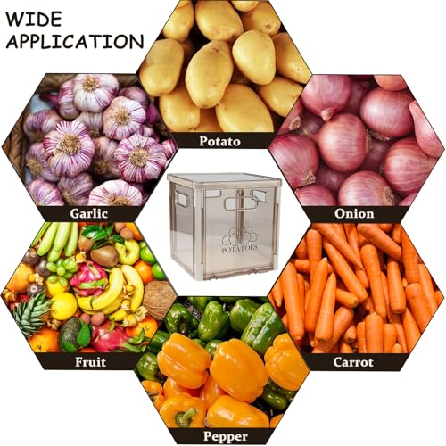 Xbopetda Potato Storage Bin With Lid and Handle - Stackable Container for Onions and Vegetables - Plastic Box Holder for Pantry Organization, BPA Free - Image 5