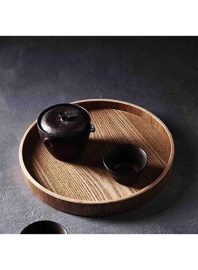 Loquat Round Bamboo Tray With Handle Brown 29.5x23x30cm - Image 5