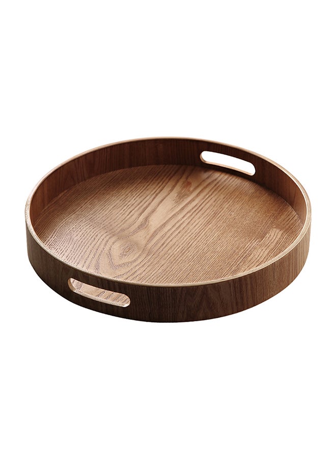 Loquat Round Bamboo Tray With Handle Brown 29.5x23x30cm - Image 1
