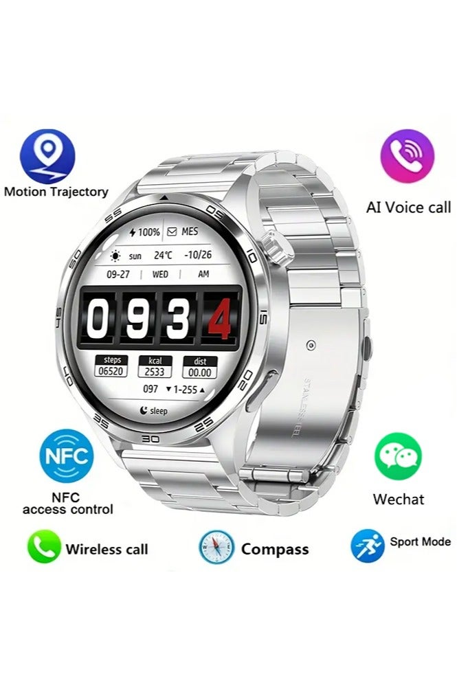 رولستيمي ساعة ذكية ، 1.53 " ساعة ذكية عالية الدقة للرجال (الرد / إجراء مكالمة) ، ساعة لياقة بدنية مع مراقب النوم / مراقب الخطوات، 100 + أوضاع رياضية ، متتبعات النشاط ، فضي - Image 1