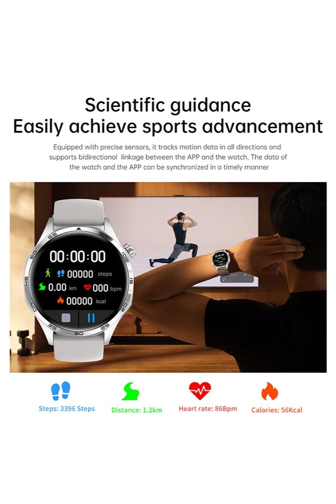 رولستيمي ساعة ذكية ، 1.53 " ساعة ذكية عالية الدقة للرجال (الرد / إجراء مكالمة) ، ساعة لياقة بدنية مع مراقب النوم / مراقب الخطوات، 100 + أوضاع رياضية ، متتبعات النشاط ، فضي - Image 5