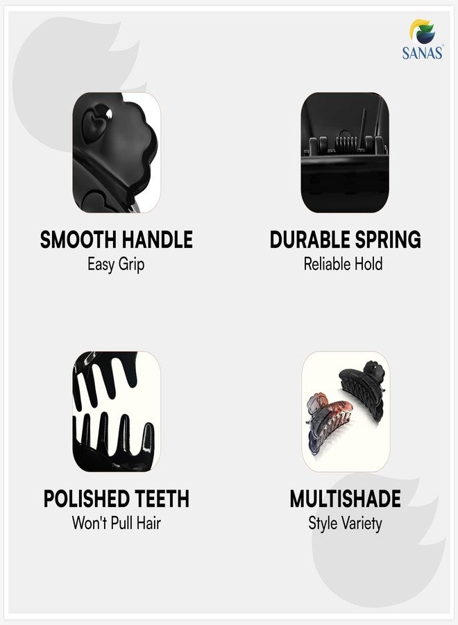 Sanas Hair Clips For Women Stylish (2Pcs) Hair Claw Clips For Women Aesthetic Claw Clip Clutchers For Hair Clips For Girls Fashion Accessories For Girls Teenage (2Pcs) (Versatile Black & Dual Tone) - Image 3