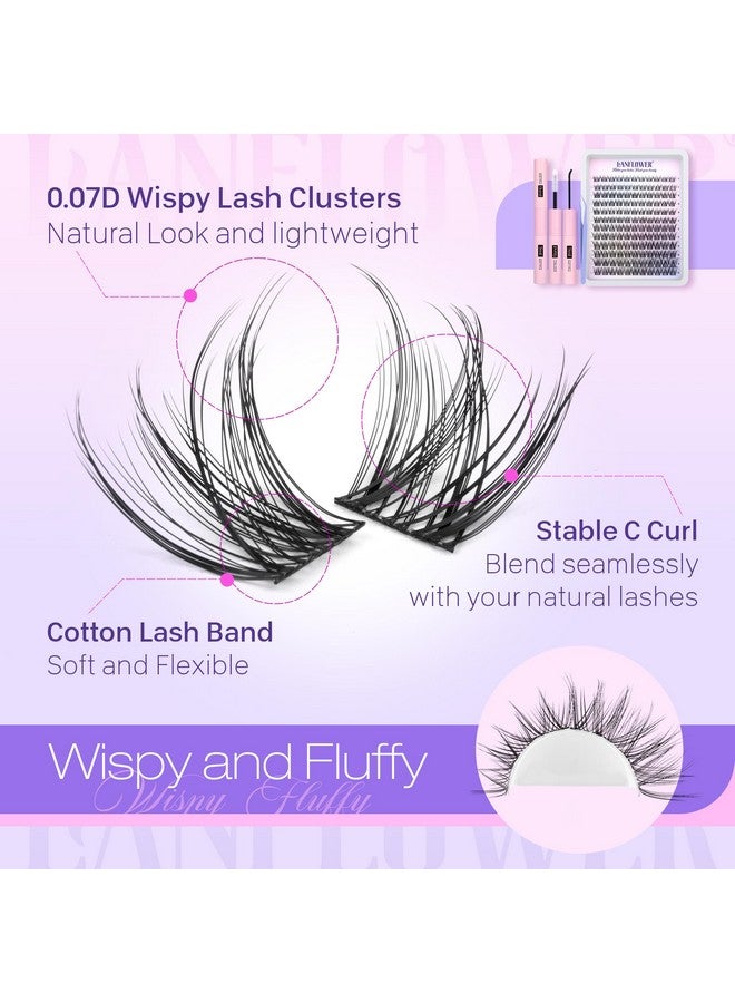 Lanflower Lash Clusters Kit Wispy Lash Extension Kit C Curl Eyelash Clusters Kit Natural Cluster Eyelash Extensions Kit 8-16mm Individual Lashes with Lash Bond and Seal Lash Tweezers - Image 3
