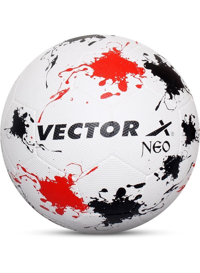 فيكتور أكس كرة قدم فيكتور إكس نيو المطاطية المصبوبة - كرة قدم متينة للتدريب والمباريات واللعب في الهواء الطلق | مقاس ٥ | أبيض/أحمر/أسود - Image 1