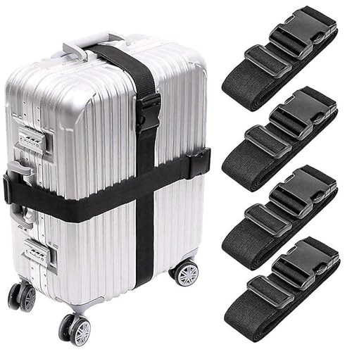 APAV Luggage Straps Belt Heavy Duty Adjustable with Buckle Clips for Suitcase | Trolleys and All Kind of Luggages | for Traveling Business/Leisure Trip (Pack of 4 (Black)) - Image 2
