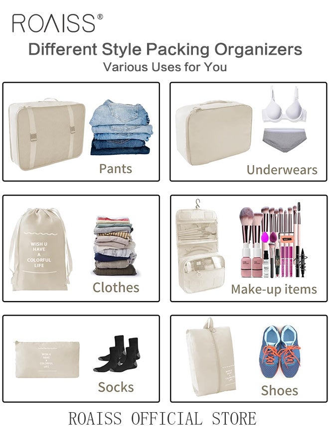 roaiss 10 PCS Compression Packing Cubes for Men and Women Lightweight Travel Luggage Organizer for Clothes Shoes Toiletries or Accessories Large Capacity Moisture Proof Storage Bags for Carry on Suitcases - Image 4