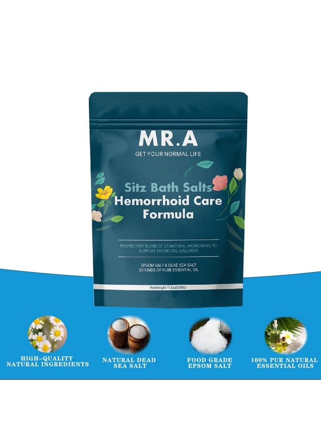 Mr.A - Sitz Bath For Hemorrhoidspremium Grade 23 Ingredients Advanced Hemorrhoid Treatment Formula Epsom Salt Dead Sea Salt Essential Oils Sitz Bath Salts For Hemorrhoids Toilet Seat Bathtug 11.6 Oz - Image 1