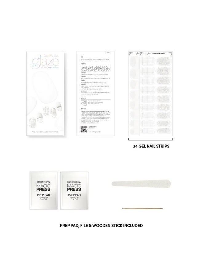 DASHING DIVA Glaze Nail Strips - Delight | Works With Any Led Nail Lamp | Long Lasting, Chip Resistant, Semicured Gel Nail Strips | Contains 34 Salon Quality Nail Wraps, 2 Prep Pad, 1 Nail File  - Image 4