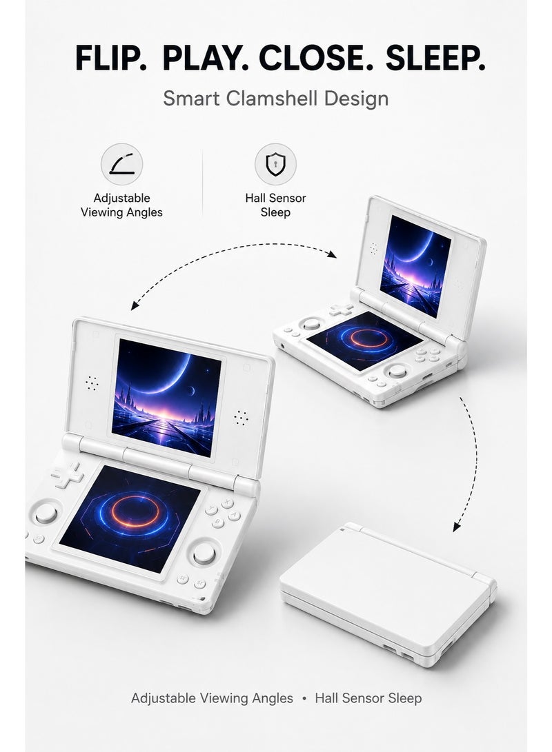 ANBERNIC RG DS Dual-Screen Handheld Game Console, Android 14, Dual 4-Inch IPS Touchscreens, RK3568, 3GB+32GB, 128GB TF Card, Wi-Fi, Bluetooth, 4000mAh, Polar White - Image 3