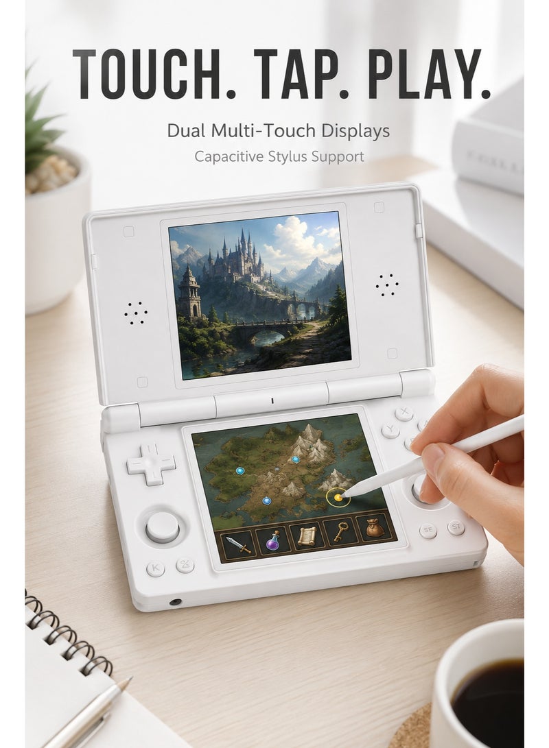 ANBERNIC RG DS Dual-Screen Handheld Game Console, Android 14, Dual 4-Inch IPS Touchscreens, RK3568, 3GB+32GB, 128GB TF Card, Wi-Fi, Bluetooth, 4000mAh, Polar White - Image 5