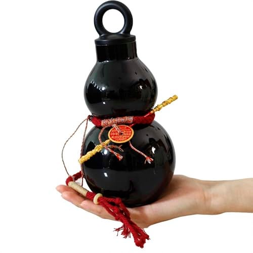 Lanxitown Gourd Water Bottle 800ml/28oz Gourd Style Water Bottle with Mini Golden Cudgel and Copper Coin Decorative Rope and DIY Stickers Chinese Retro-Inspired - Image 2