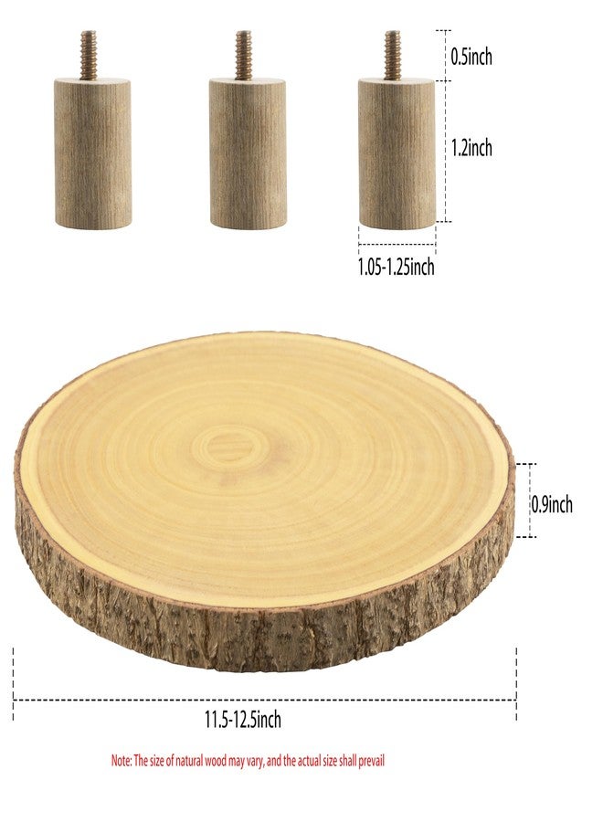 Gusnilo Rustic Wood Cake Stand with Legs - 11.5-12.5" Natural Wood Slice for Weddings, Parties & Desserts (Handcrafted Bark Edge) - Image 4