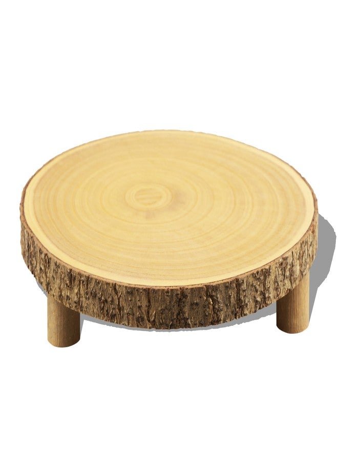 Gusnilo Rustic Wood Cake Stand with Legs - 11.5-12.5" Natural Wood Slice for Weddings, Parties & Desserts (Handcrafted Bark Edge) - Image 3