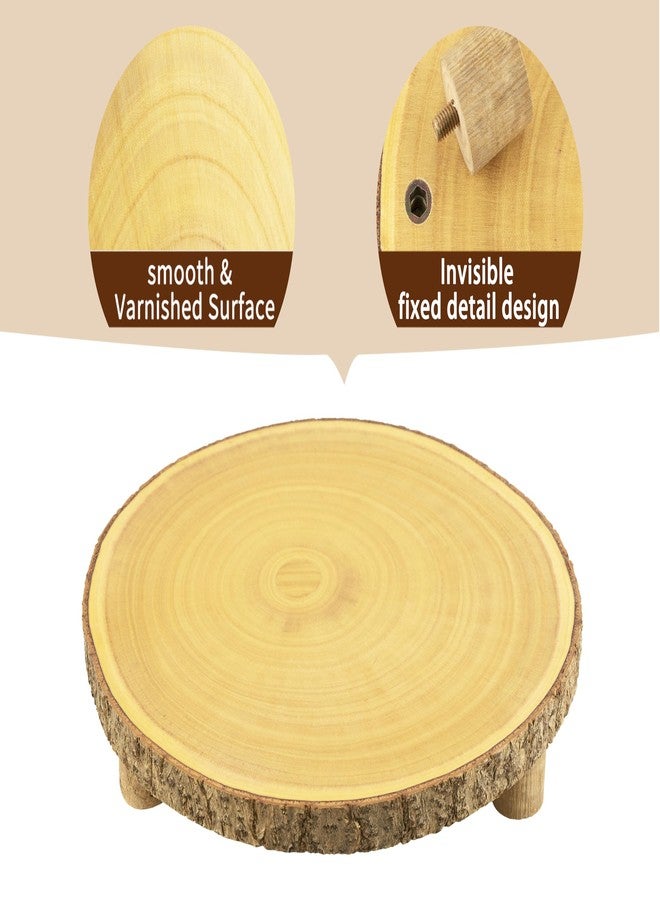 Gusnilo Rustic Wood Cake Stand with Legs - 11.5-12.5" Natural Wood Slice for Weddings, Parties & Desserts (Handcrafted Bark Edge) - Image 5