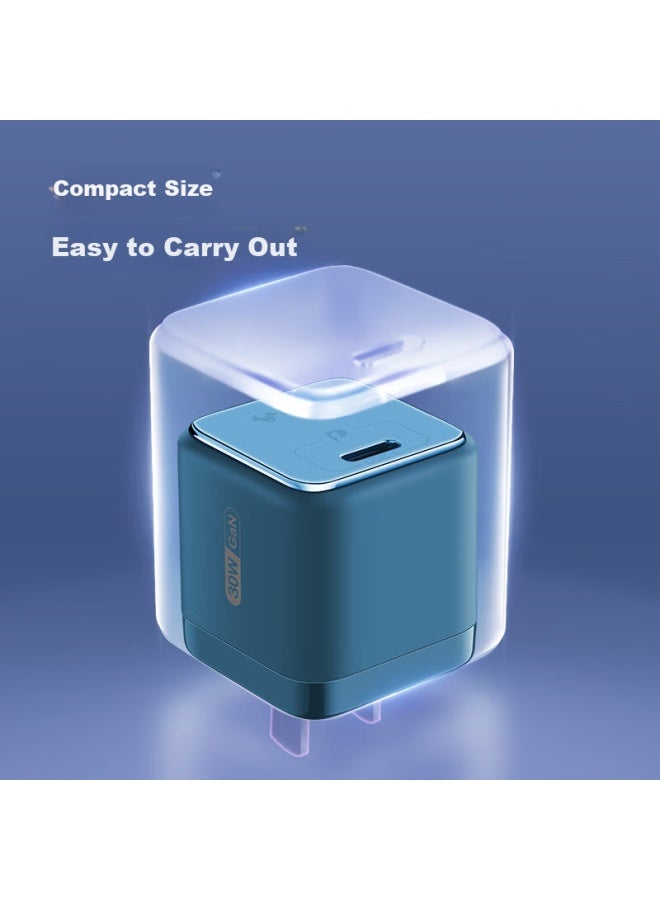 Bull 30w Gan Charger Compatible With 20w Apple 16pd Fast Charging, Auto Shut-off When Fully Charged, Suitable For Iphone 15-14/huawei/xiaomi And Other Phones, Deep Sea Blue - Image 5
