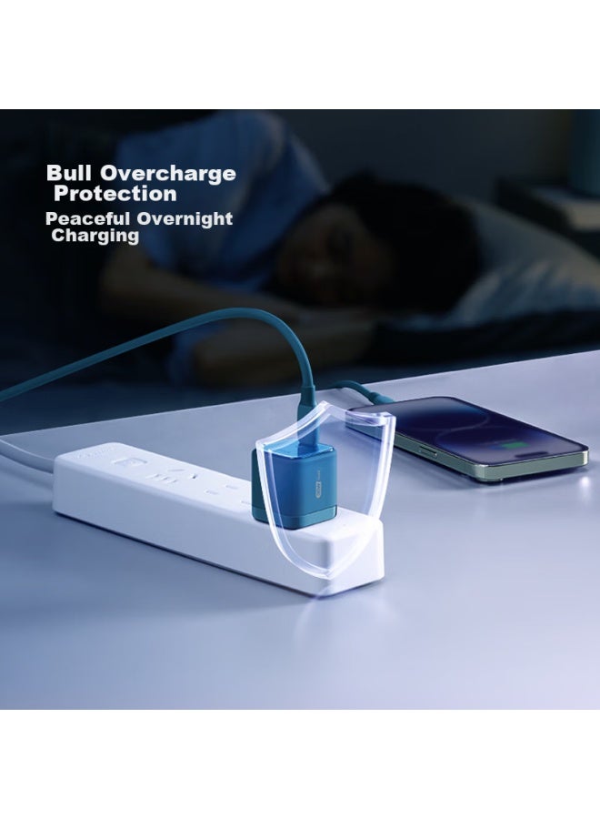 Bull 30w Gan Charger Compatible With 20w Apple 16pd Fast Charging, Auto Shut-off When Fully Charged, Suitable For Iphone 15-14/huawei/xiaomi And Other Phones, Deep Sea Blue - Image 4