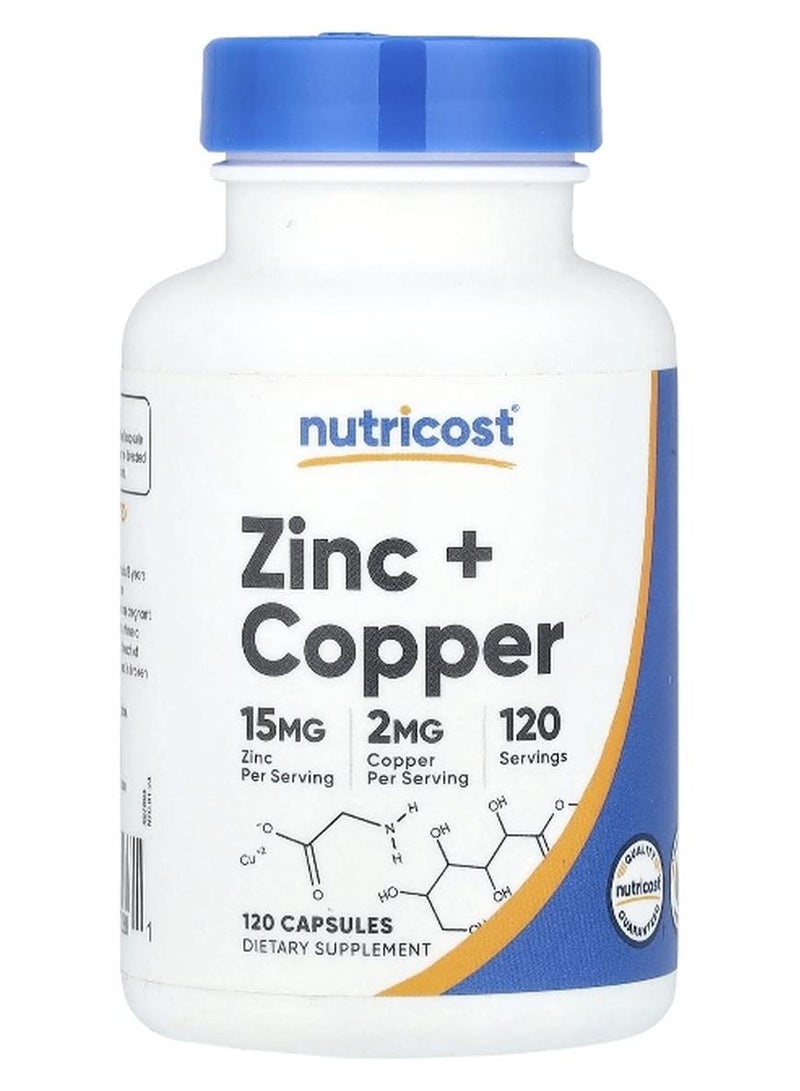 Nutricost, Zinc + Copper, 120 Capsules - Image 1