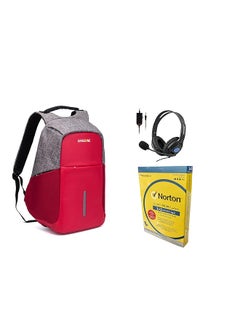 Datazone 15.6 Inch Antitheft Backpack Laptop Ps4 And Mobile Headset With Norton Security Deluxe For 3 Devices 1 Year Subscription Bundle Set.  - Image 1